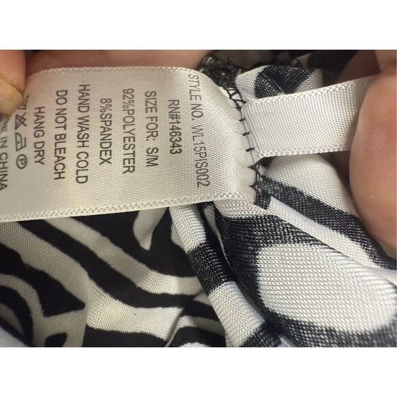 Sho Sho Women's Black White Patterned Pants Wide Leg Elastic Waist Size S/M Note - Picture 10 of 14